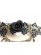 Vintage Gothic Bride Wedding Rose Flower Black Lace Pearl Metal Armband