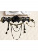 Vintage Gothic Bride Wedding Rose Flower Black Lace Pearl Metal Armband