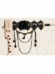 Vintage Gothic Bride Wedding Rose Flower Black Lace Pearl Metal Armband