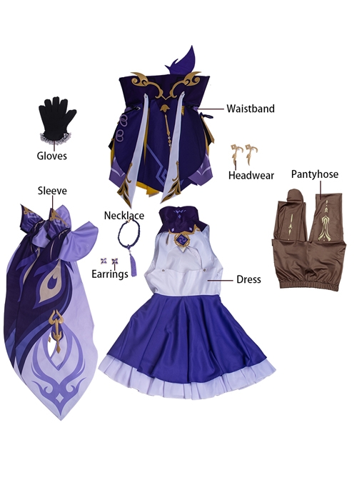 Genshin Impact Keqing Halloween Game Cosplay Costume Full Set