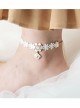 Baroque Fashion Retro Lady White Lace Rose Flower Princess Anklet