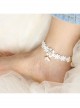 Baroque Fashion Retro Lady White Lace Rose Flower Princess Anklet