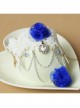 Fashion Retro Blue Rose Flower White Lace Female Handmade Bracelet With Ring