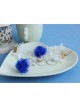 Fashion Retro Blue Rose Flower White Lace Female Handmade Bracelet With Ring