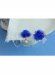 Fashion Retro Blue Rose Flower White Lace Female Handmade Bracelet With Ring