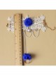 Fashion Retro Blue Rose Flower White Lace Female Handmade Bracelet With Ring