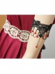 Gothic Punk Retro Fashion Lolita Black Tassel Lace Flower Ruby Armband