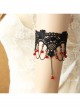 Gothic Punk Retro Fashion Lolita Black Tassel Lace Flower Ruby Armband