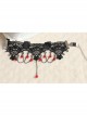 Gothic Punk Retro Fashion Lolita Black Tassel Lace Flower Ruby Armband