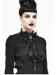 Front Diamond Pendant Bow Lace Hem Black Gothic Jacquard Lace-Up Necktie