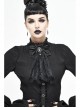 Front Diamond Pendant Bow Lace Hem Black Gothic Jacquard Lace-Up Necktie