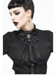 Front Diamond Pendant Bow Lace Hem Black Gothic Jacquard Lace-Up Necktie