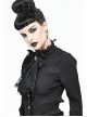 Front Diamond Pendant Bow Lace Hem Black Gothic Jacquard Lace-Up Necktie