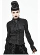 Front Diamond Pendant Bow Lace Hem Black Gothic Jacquard Lace-Up Necktie