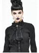 Front Diamond Pendant Bow Lace Hem Black Gothic Jacquard Lace-Up Necktie