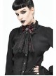 Front Diamond Pendant Bow Lace Hem Dark Red Gothic Jacquard Lace-Up Necktie