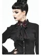 Front Diamond Pendant Bow Lace Hem Dark Red Gothic Jacquard Lace-Up Necktie
