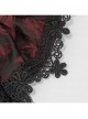 Front Diamond Pendant Bow Lace Hem Dark Red Gothic Jacquard Lace-Up Necktie