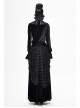Front Metal Buckle Gem Pendant Mesh Hem Black Gothic Pleated Woven Collar