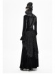 Front Metal Buckle Gem Pendant Mesh Hem Black Gothic Pleated Woven Collar