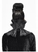 Front Metal Buckle Gem Pendant Mesh Hem Black Gothic Pleated Woven Collar