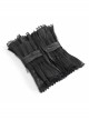 Front Metal Buckle Gem Pendant Mesh Hem Black Gothic Pleated Woven Collar