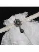 Front Gem Pendant Lace Surface White Gothic Chiffon Collar