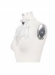 Front Gem Pendant Lace Surface White Gothic Chiffon Collar