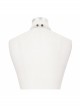 Front Gem Pendant Lace Surface White Gothic Chiffon Collar