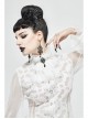 Front Gem Pendant Lace Surface White Gothic Chiffon Collar