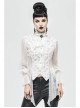 Front Gem Pendant Lace Surface White Gothic Chiffon Collar
