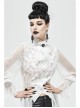 Front Gem Pendant Lace Surface White Gothic Chiffon Collar