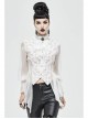 Front Gem Pendant Lace Surface White Gothic Chiffon Collar