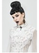 Front Gem Pendant Lace Surface White Gothic Chiffon Collar