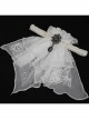 Front Gem Pendant Lace Surface White Gothic Chiffon Collar