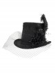 Three-Dimensional Flowers Feather Lace Webbing Decoration Black Gothic Mid-High Hat
