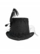 Three-Dimensional Flowers Feather Lace Webbing Decoration Black Gothic Mid-High Hat
