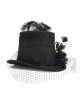 Three-Dimensional Flowers Feather Lace Webbing Decoration Black Gothic Mid-High Hat