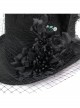 Three-Dimensional Flowers Feather Lace Webbing Decoration Black Gothic Mid-High Hat
