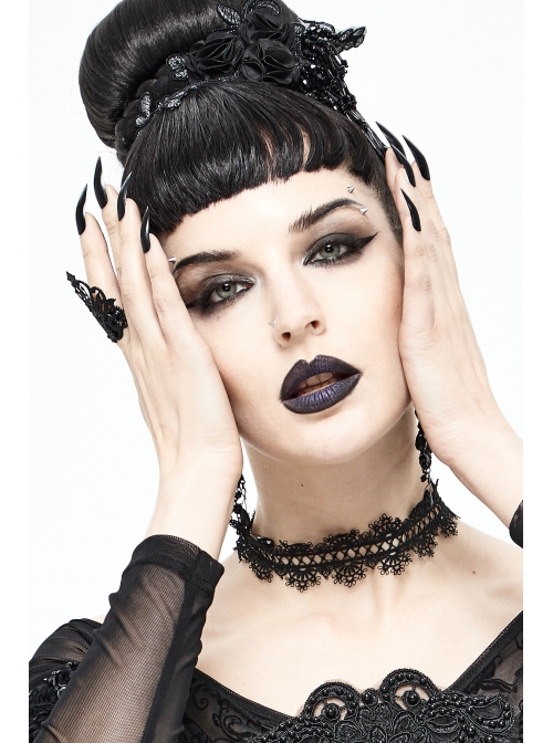 Black Gothic Hollow Pattern Alloy Ring