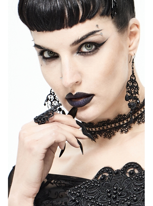 Black Gothic Hollow Pattern Alloy Ring
