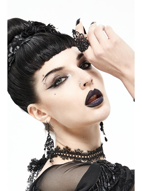 Black Gothic Hollow Pattern Alloy Ring