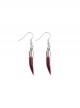 Fang-Shaped Glass Pendant Silver Punk Sterling Silver Earrings