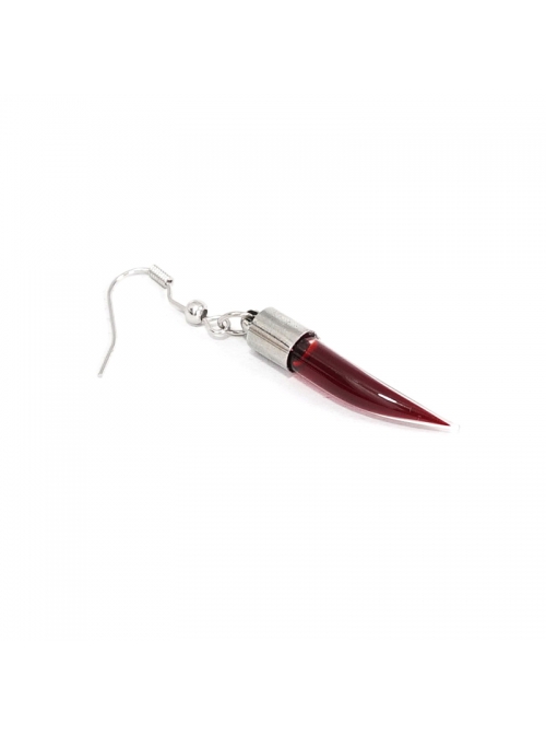 Fang-Shaped Glass Pendant Silver Punk Sterling Silver Earrings