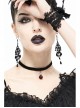 Glass Heart Pendant Flocking Webbing Black Gothic Necklace