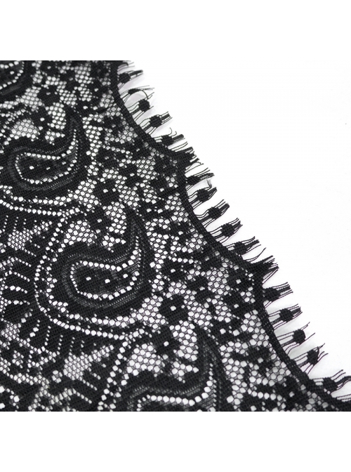 Black Gothic Tassels Hem Lace Shawl