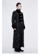 Stand-Up Collar Front Chest Metal Buckle Ribbon Black Gothic Jacquard Velvet Long Coat