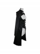 Front Chest Cross Loop Waist Metal Buckle Black Punk Rough-Textured Leather Coat