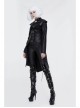 Front Chest Cross Loop Waist Metal Buckle Black Punk Rough-Textured Leather Coat