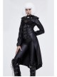 Front Chest Cross Loop Waist Metal Buckle Black Punk Rough-Textured Leather Coat